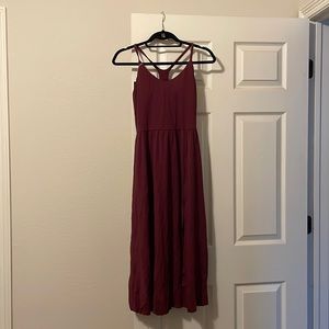 Burgundy Halara midi dress, size medium
